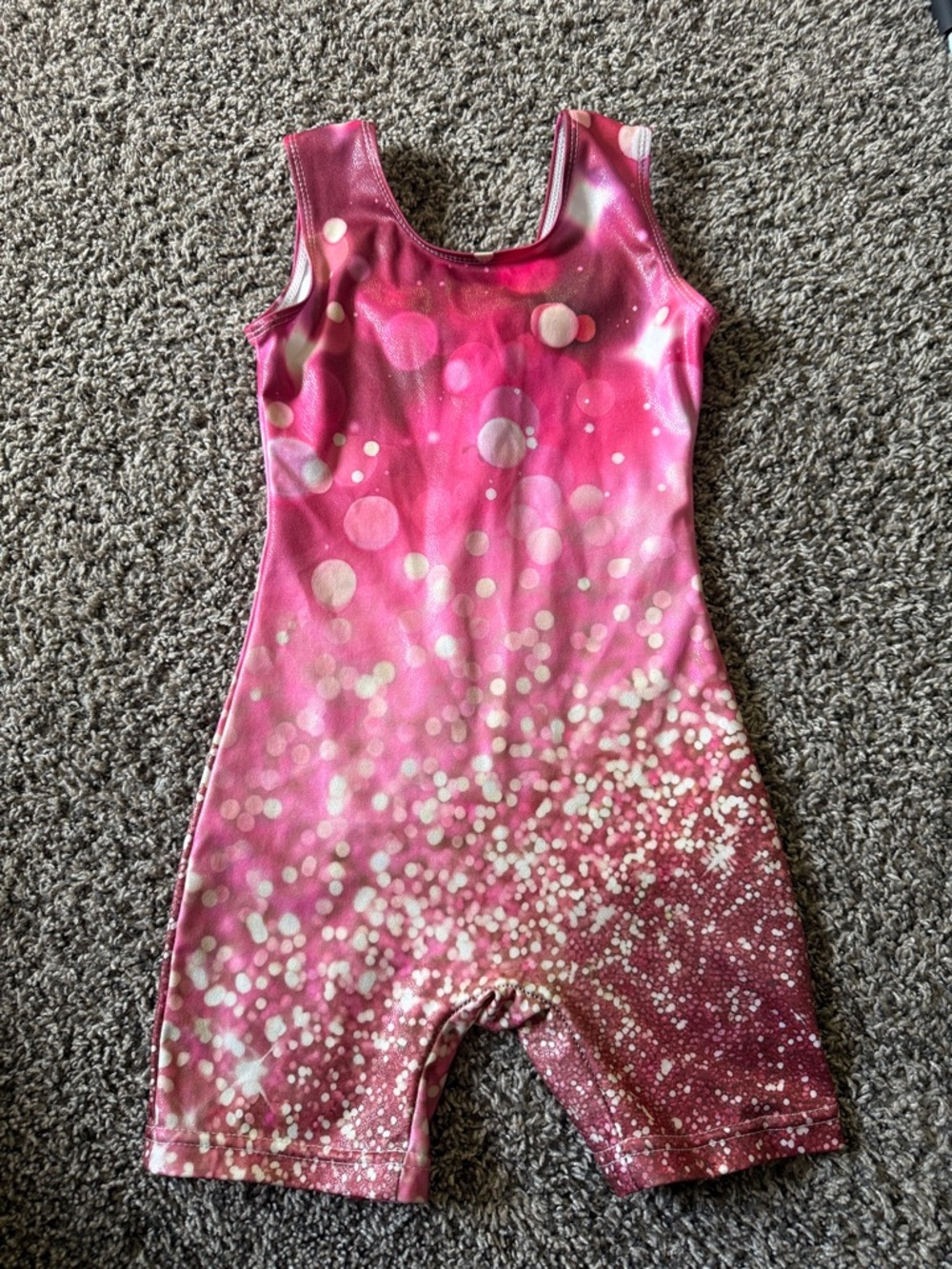 Girls' Pink Glitter Print One-Piece